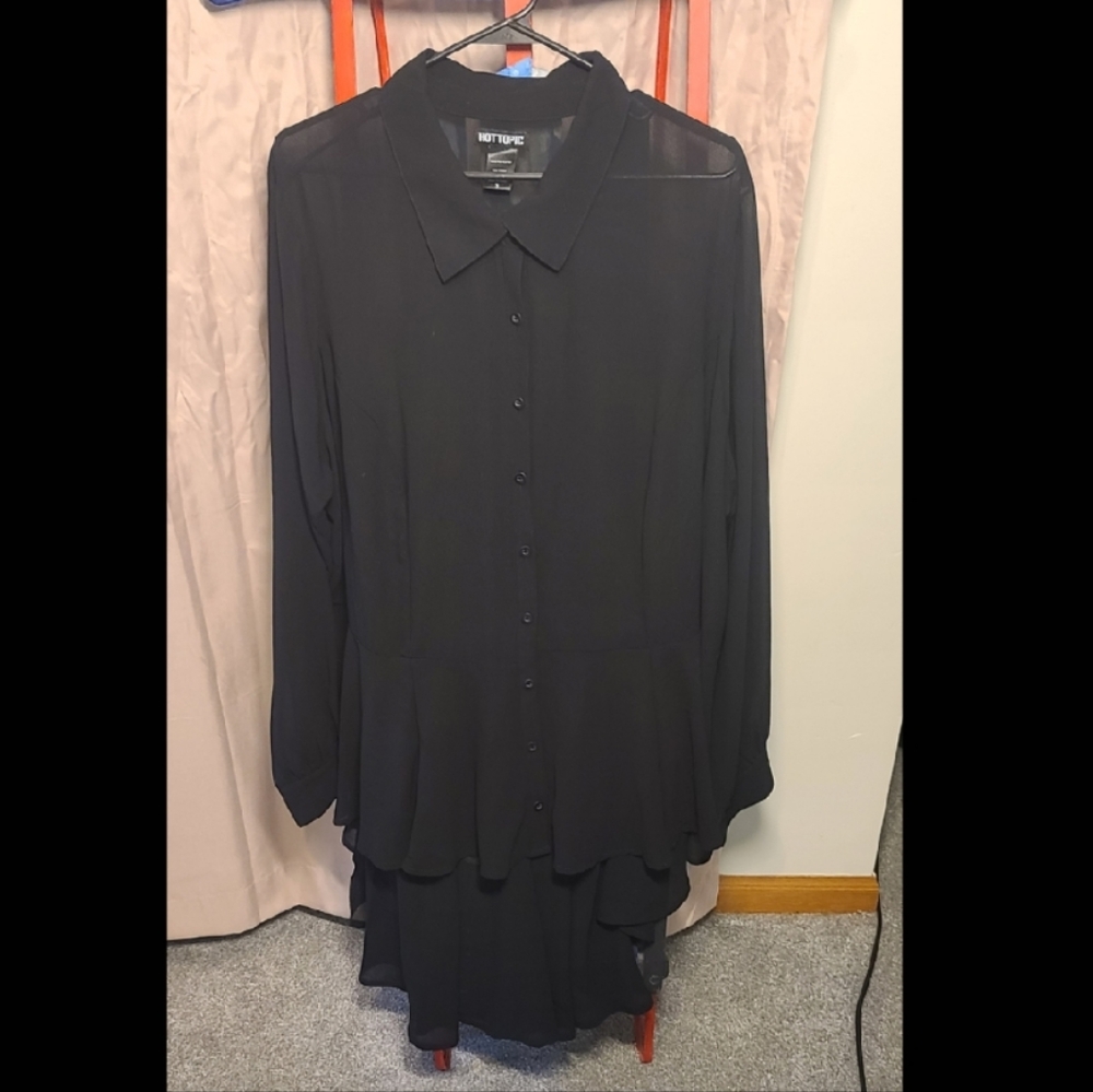 Black Sheer Button Up